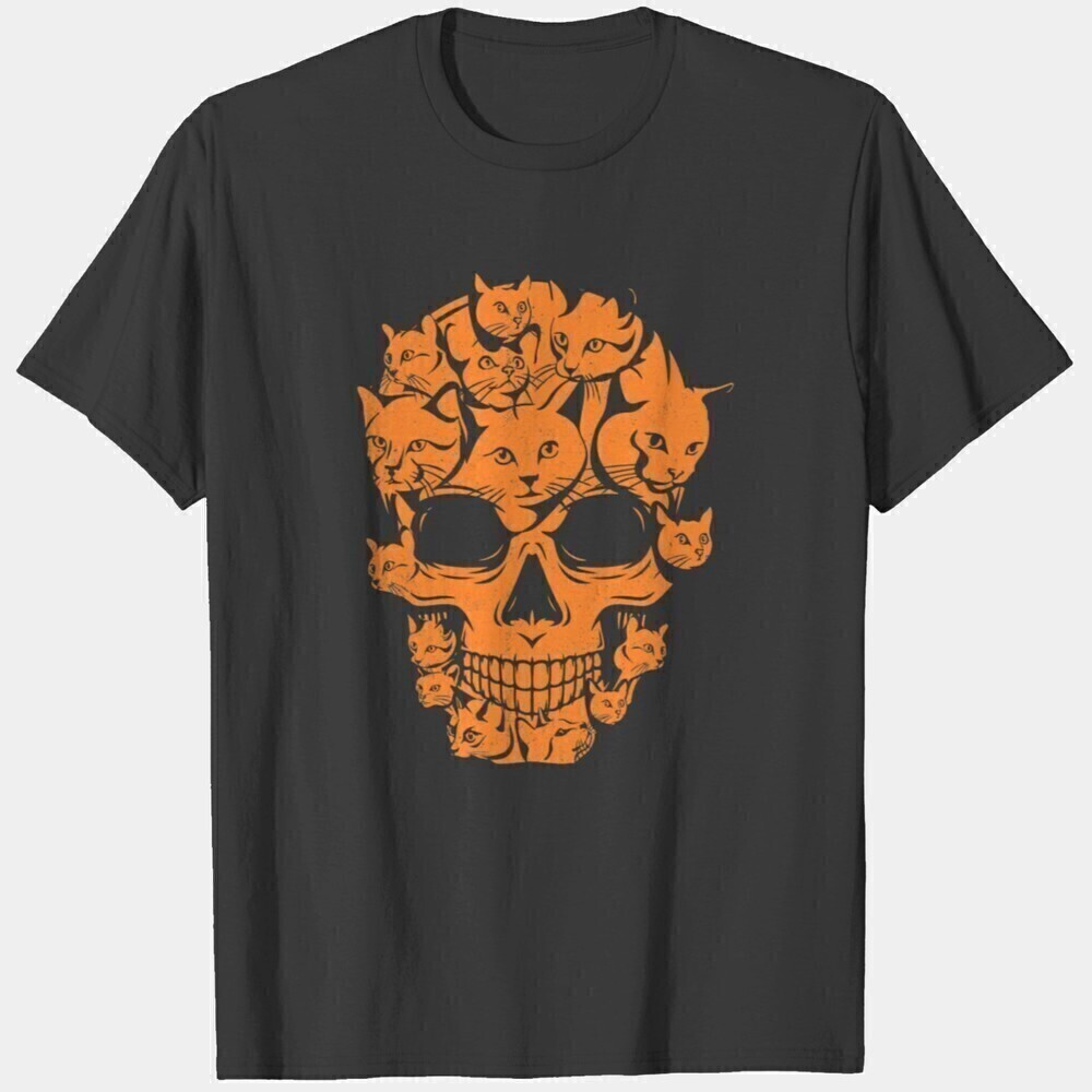 Funny Cat Halloween Skull Skeleton Costume Graphic T-Shirt